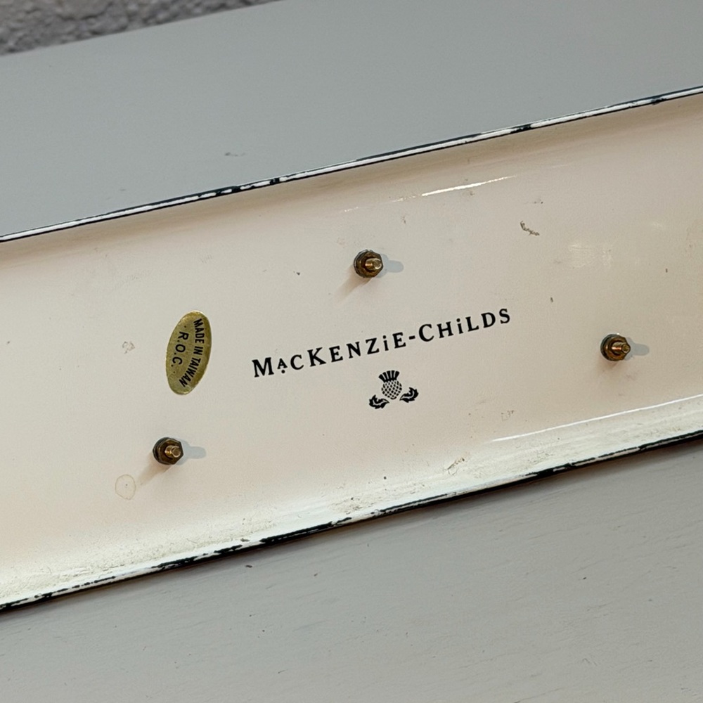 MacKenzie-Childs Black and White Wall Key Hook Plate Rare Courtly Check - Picture 5 of 6